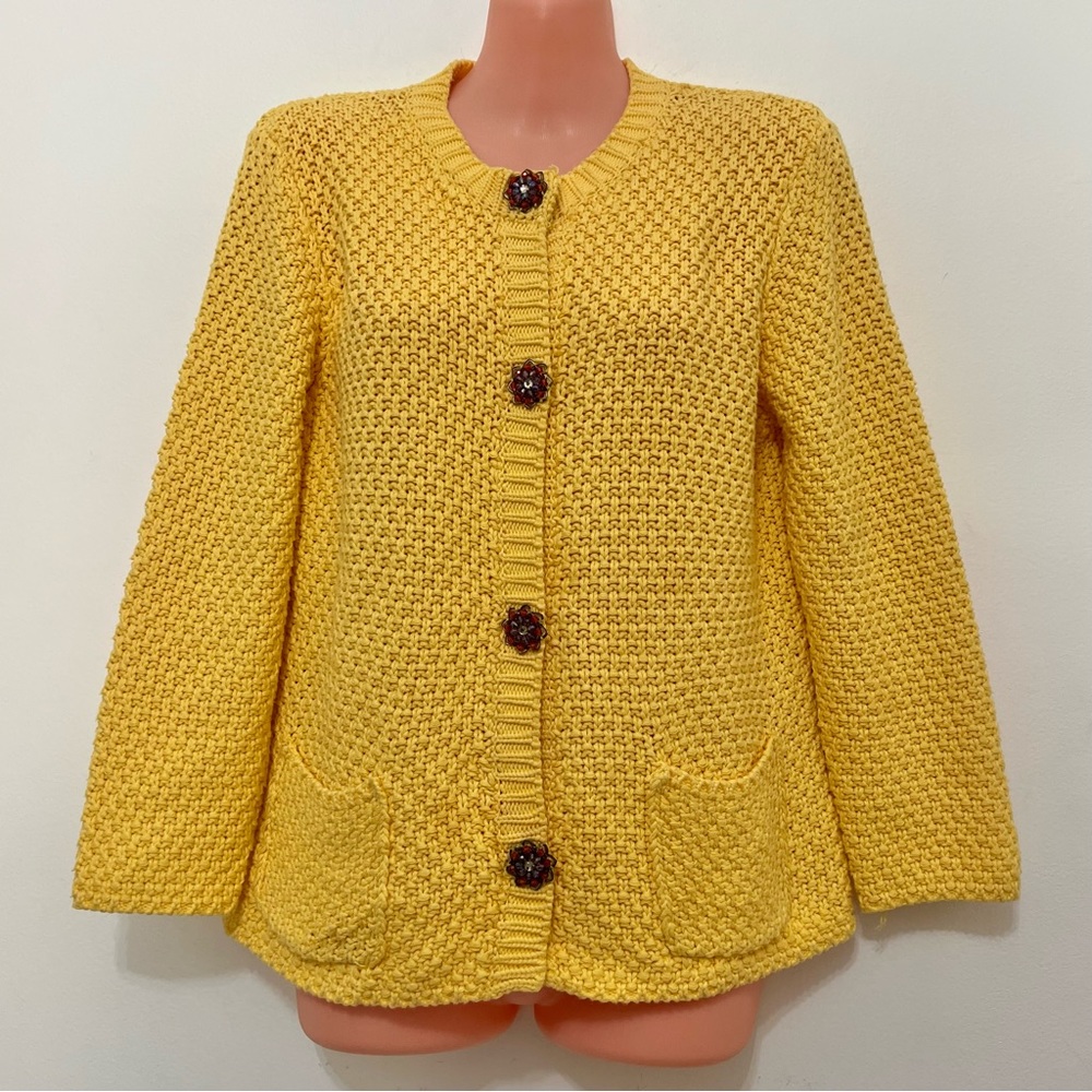Vintage Parisian Signature Cardigan Sweater Boho Old Money Artsy